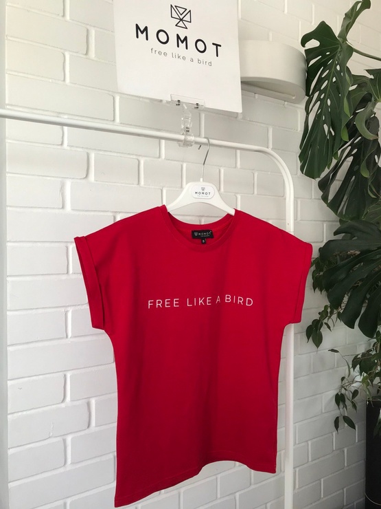 T-shirt free like a bird, Red, XS