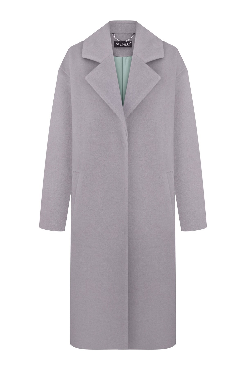 Velvety wool coat with a small pile light lavender color