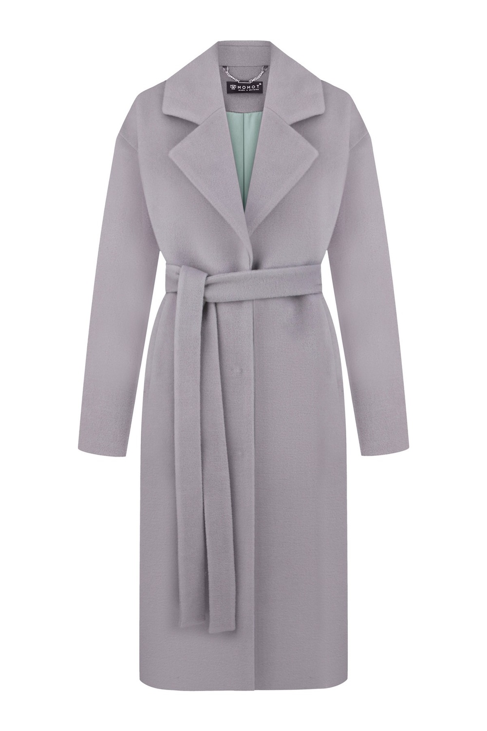 Velvety wool coat with a small pile light lavender color