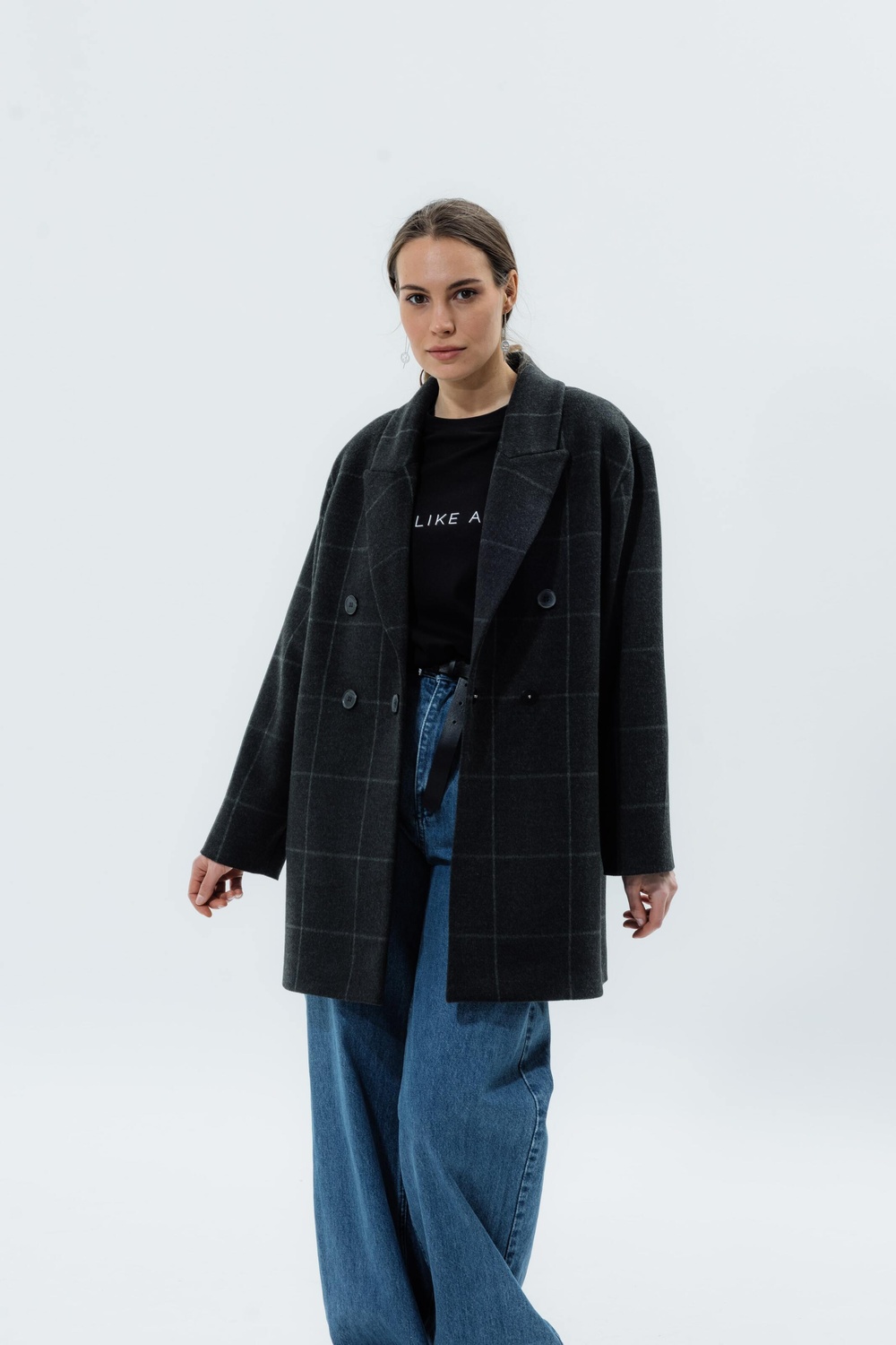Wool Coat-jacket gray check