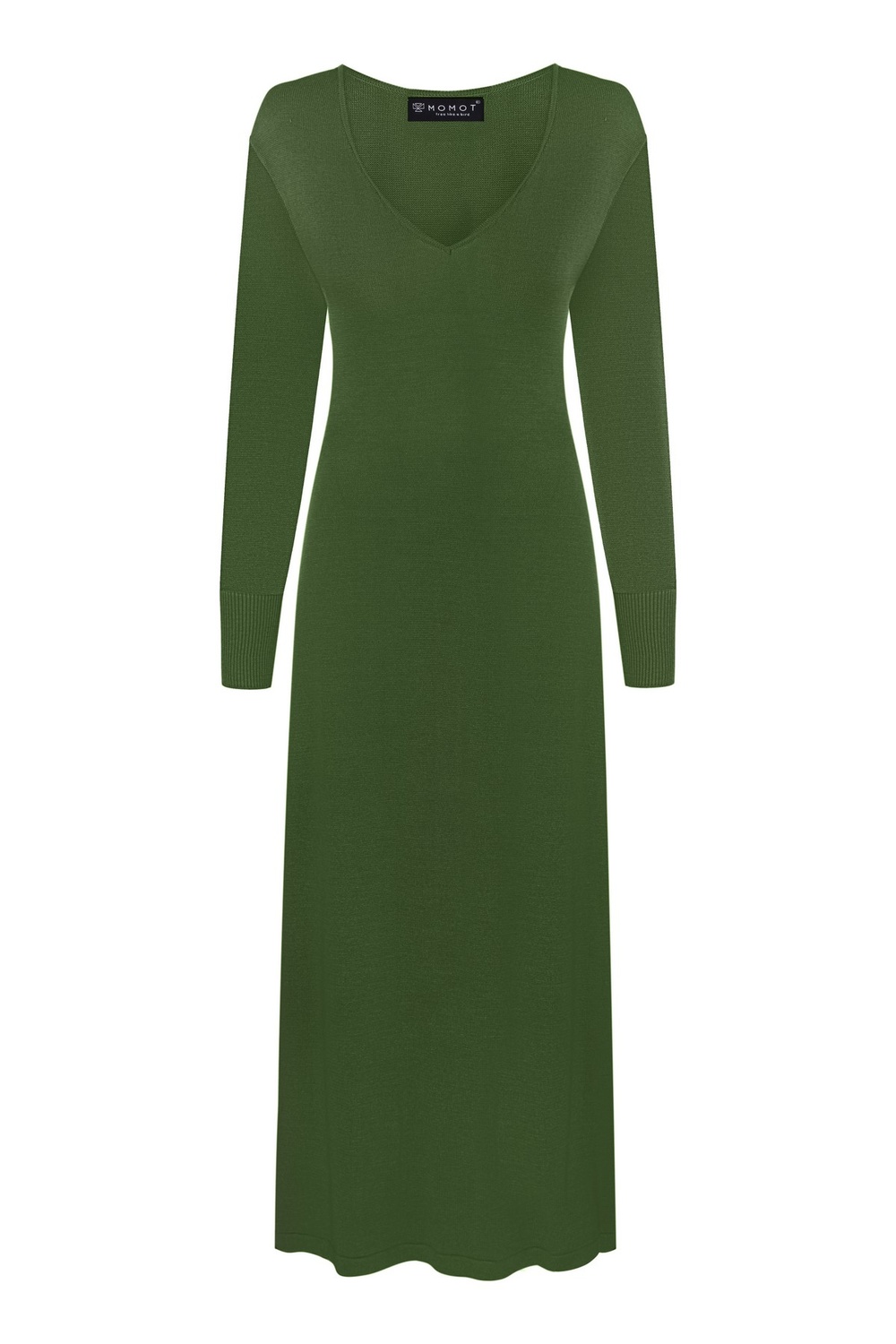 Dress knitted with V neckline made of polyviscose