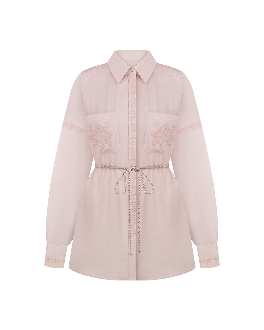 Embroidered shirt LOVE vanilla with matching embroidery