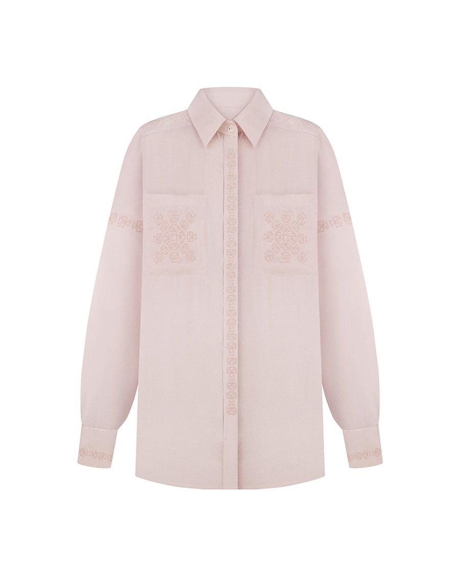 Embroidered shirt LOVE vanilla with matching embroidery