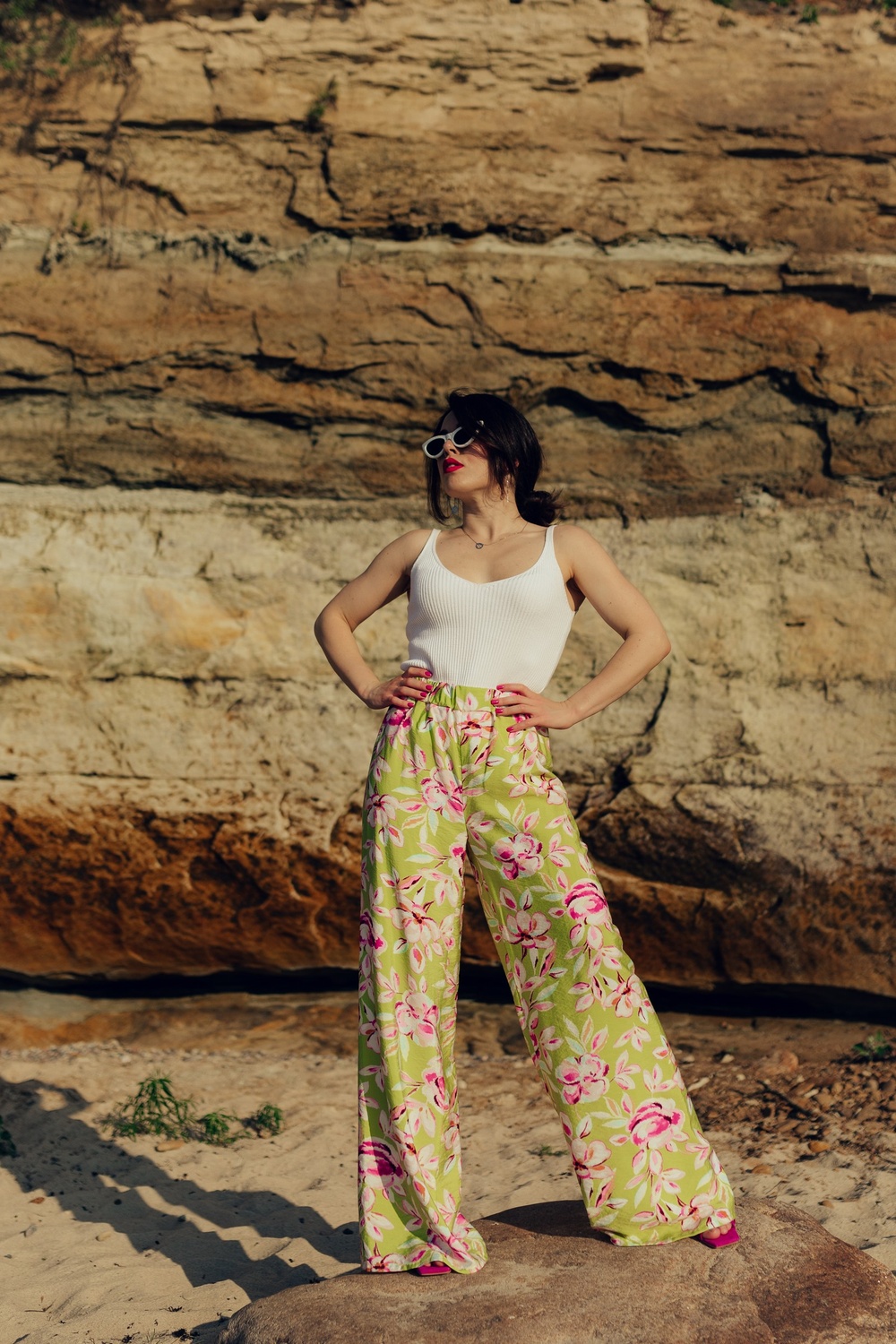 Palazzo pants with a print "Spring flowers"