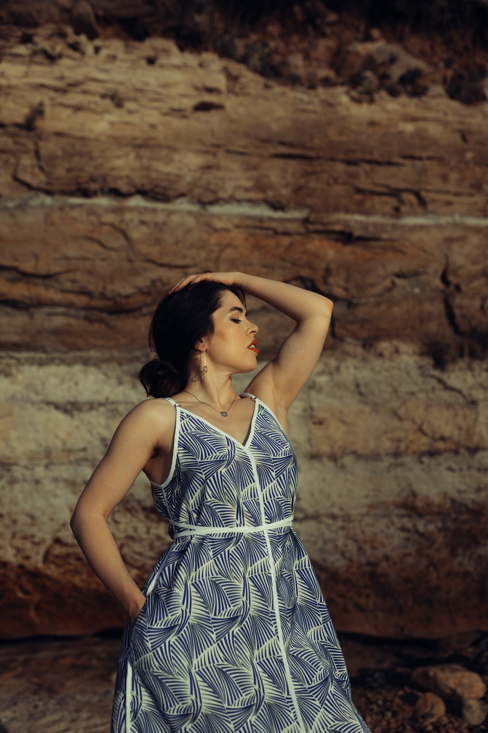 Sundress with straps blue fern