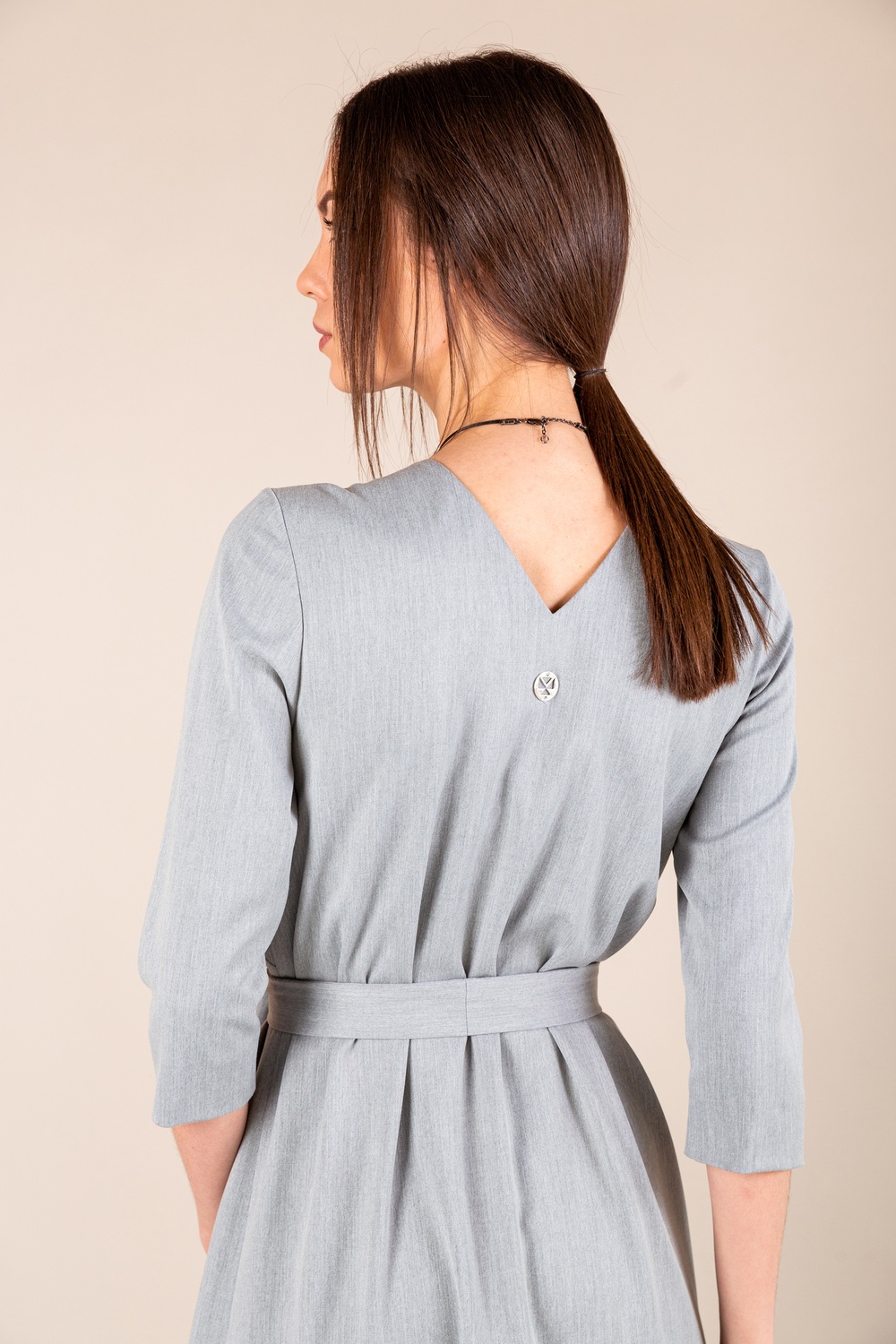 *Grey A-line dress+