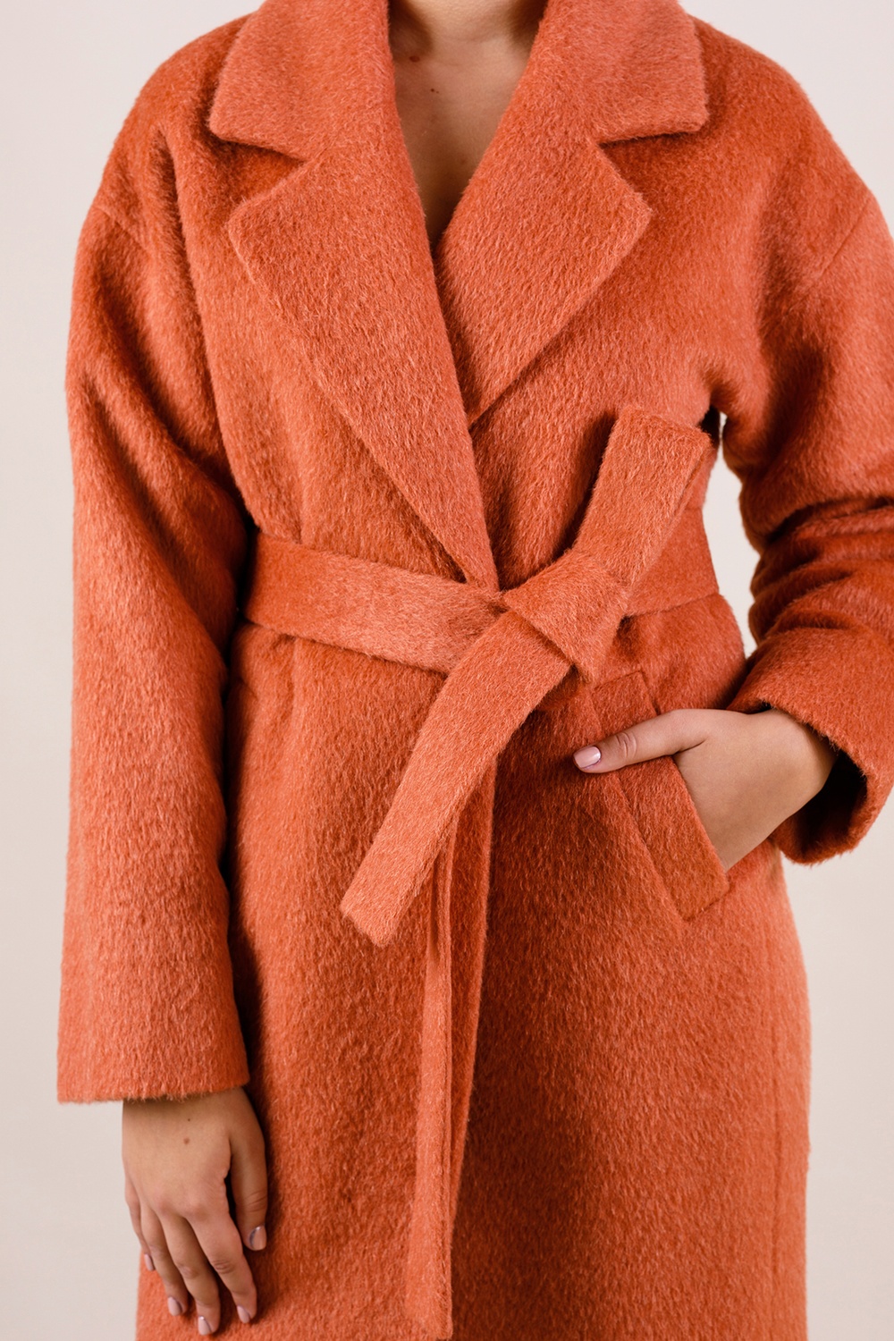 *Пальто утеплене з ворсом із вовни колір теракот 024_terracotta фото