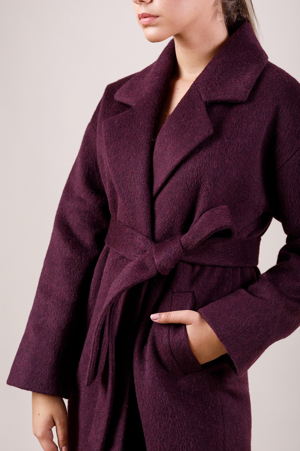 *Пальто ворсове утеплене з альпакою колір ожина 024_blackberry фото