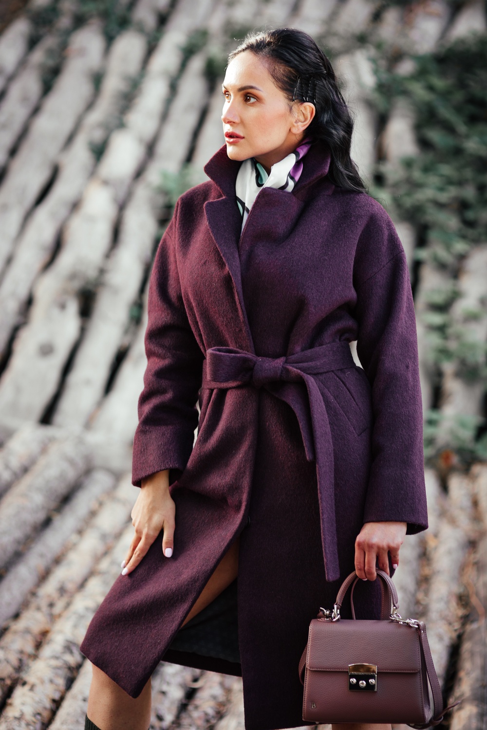 *Пальто ворсове утеплене з альпакою колір ожина 024_blackberry фото