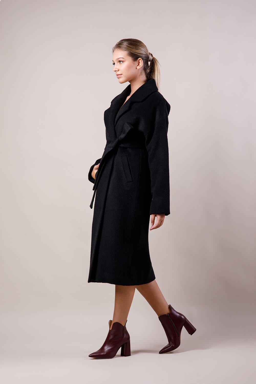 *Пальто ворсове утеплене з альпакою колір чорний 024_black фото