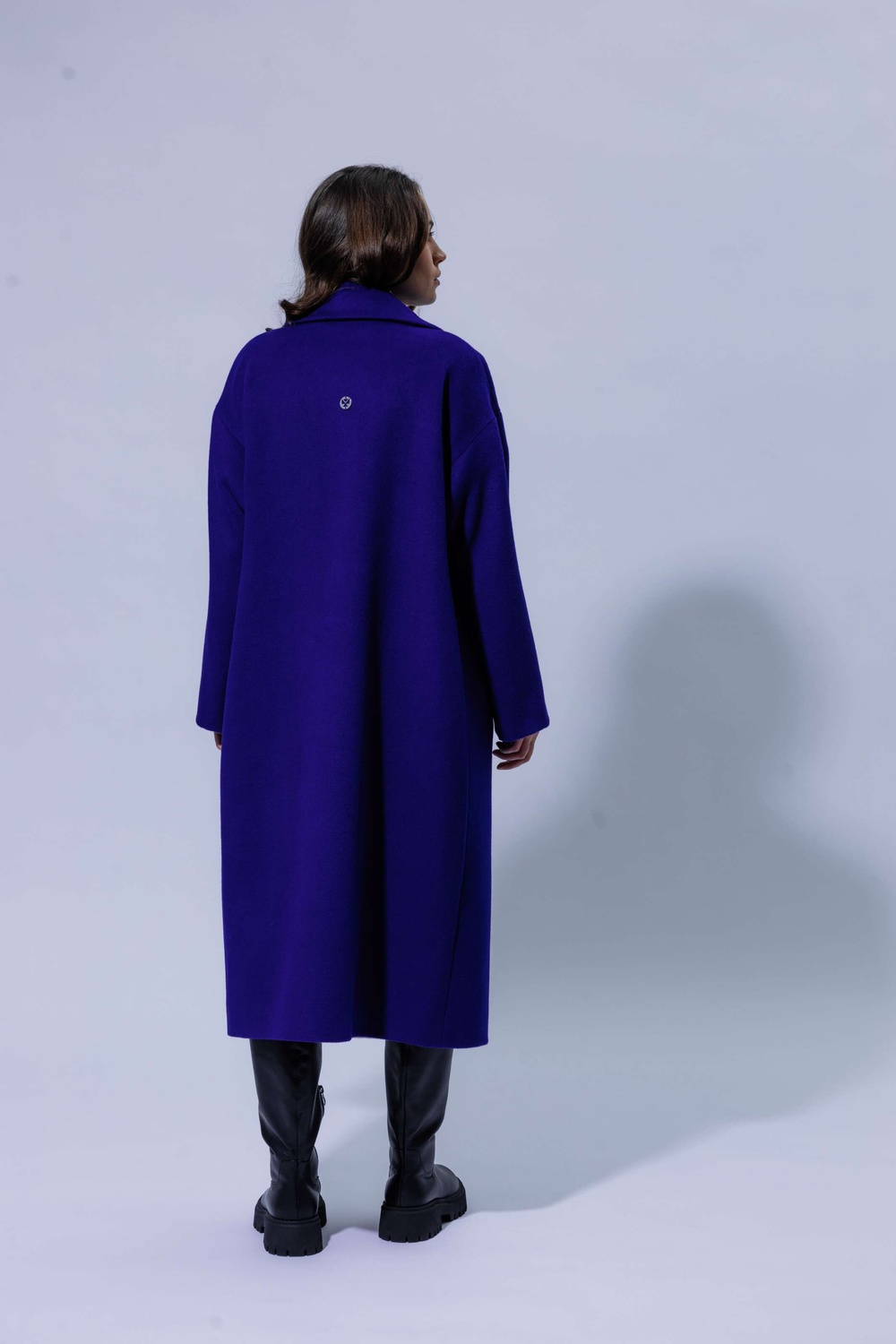 Пальто з бархатистої вовни з невеликим ворсом колір електрик 093_electric фото