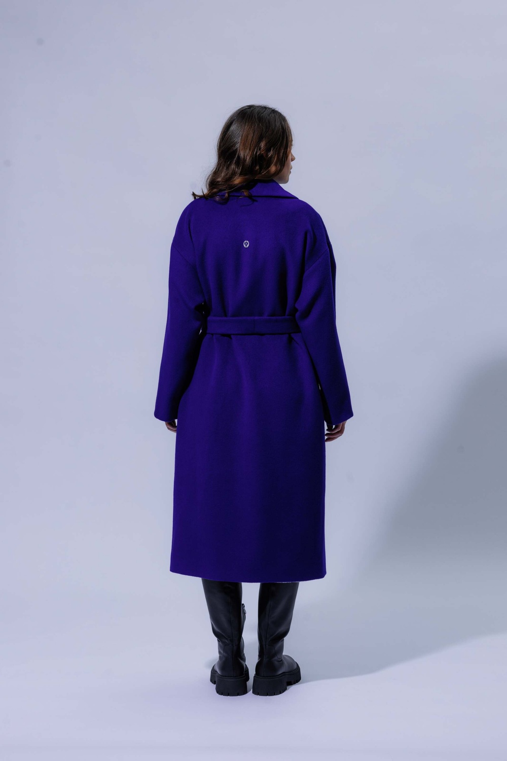 Пальто з бархатистої вовни з невеликим ворсом колір електрик 093_electric фото