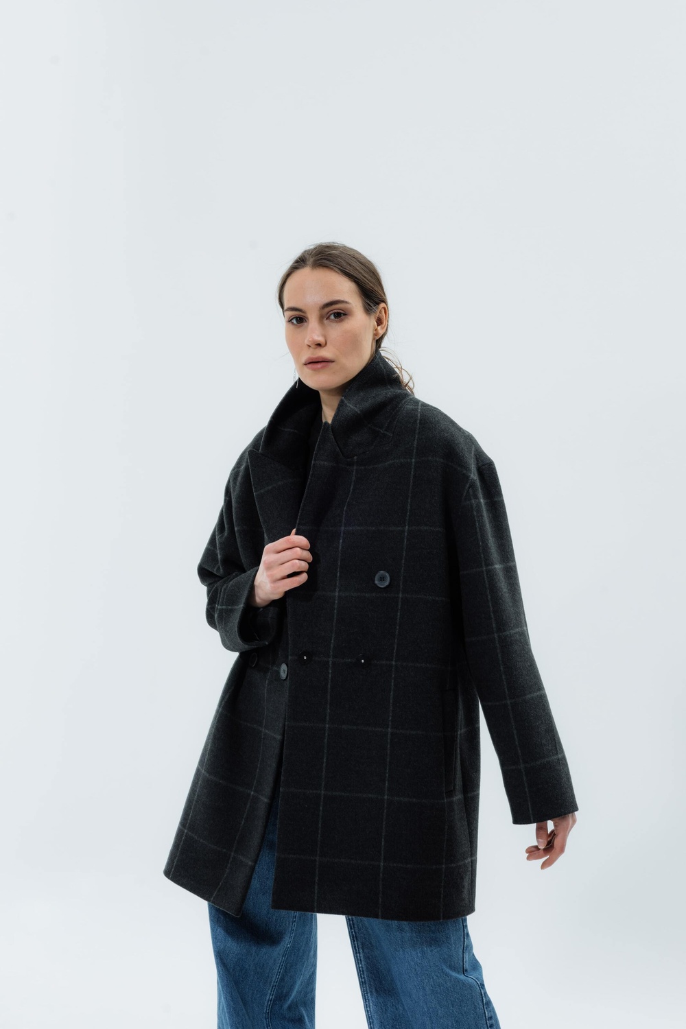 Wool Coat-jacket gray check