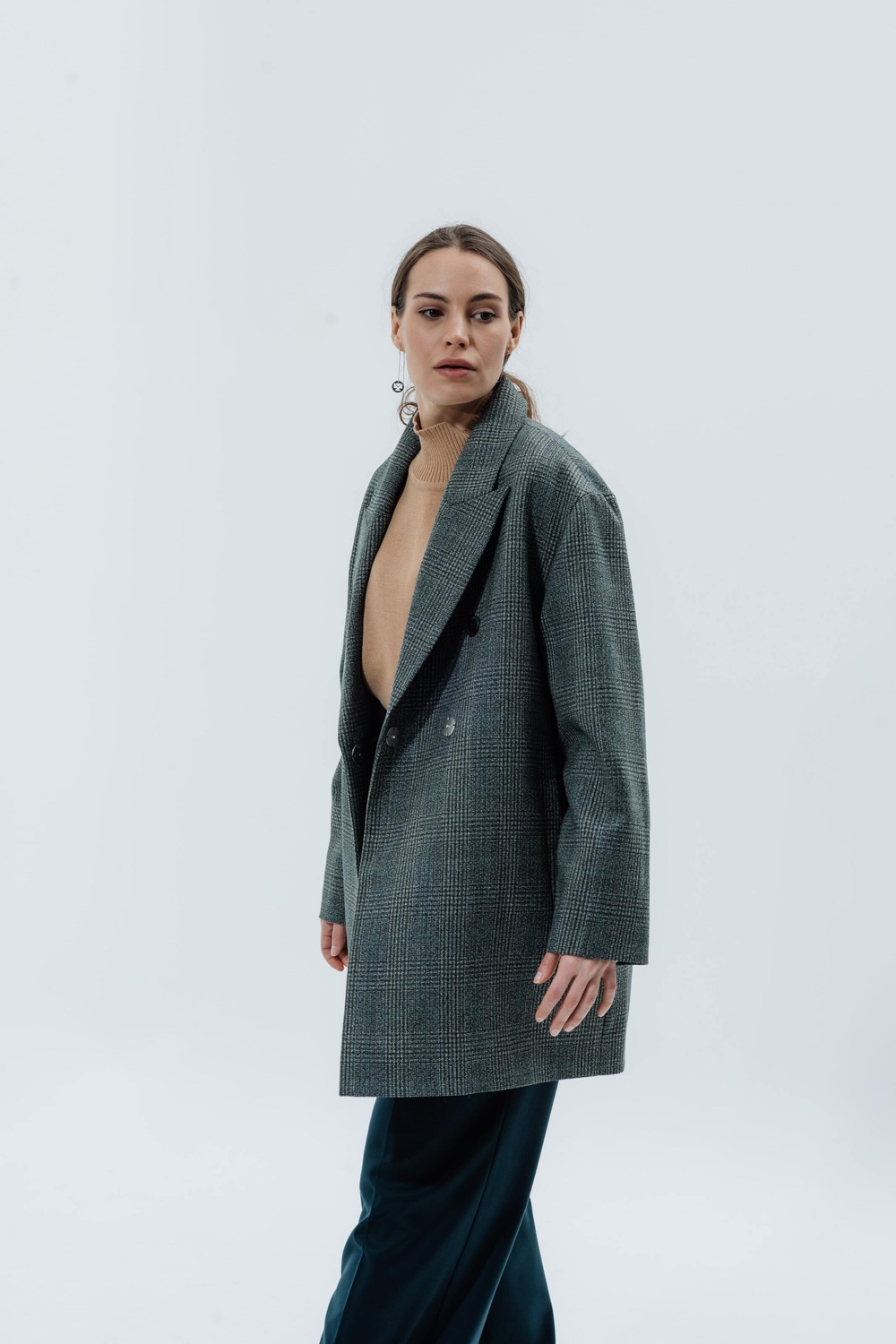 Wool Coat-jacket grey-green check