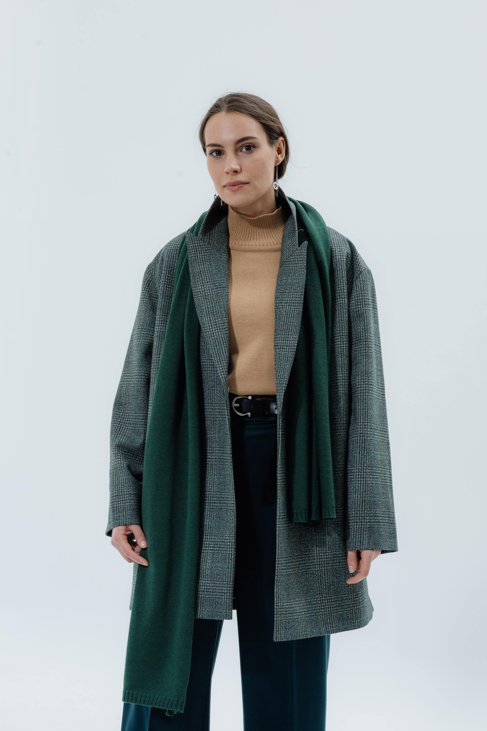 Wool Coat-jacket grey-green check