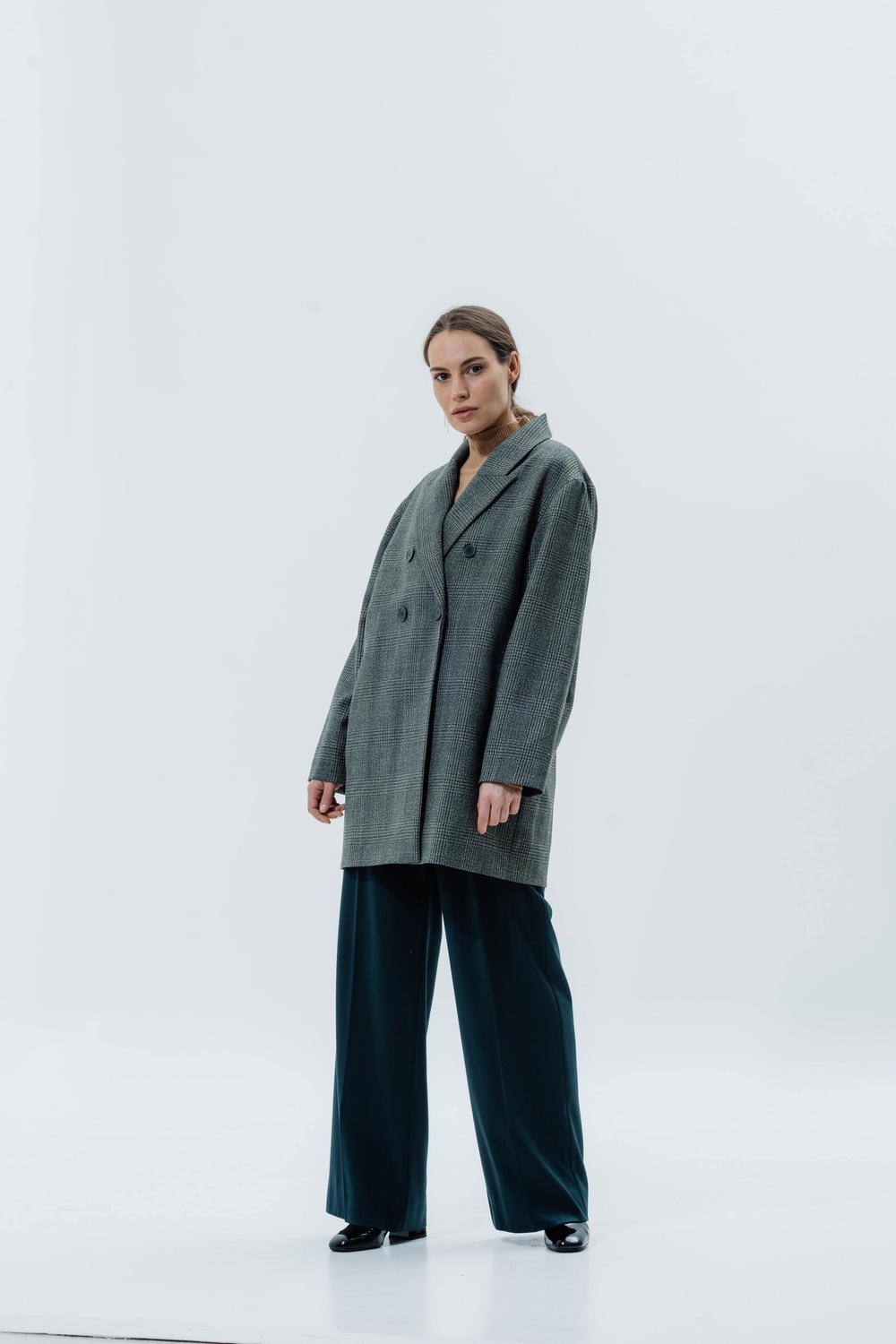 Wool Coat-jacket grey-green check