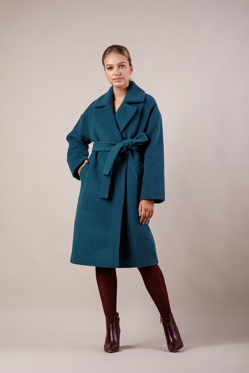 *Пальто утеплене з вовни колір лазурний 081-blue фото