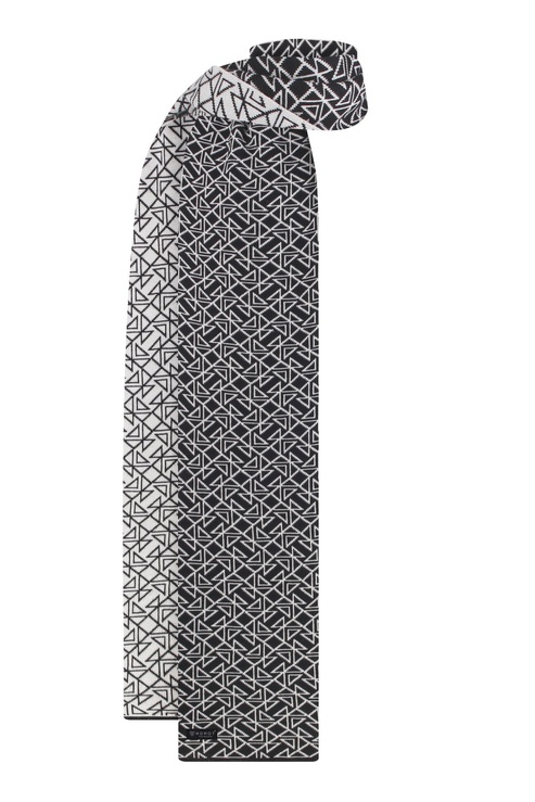 Шарф з напіввовни мериноса чорний лого scarf_knitted фото