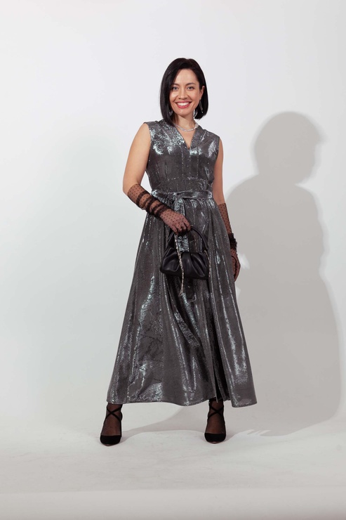 Сукня напівкльош срібний люрекс dress_silver-lurex фото