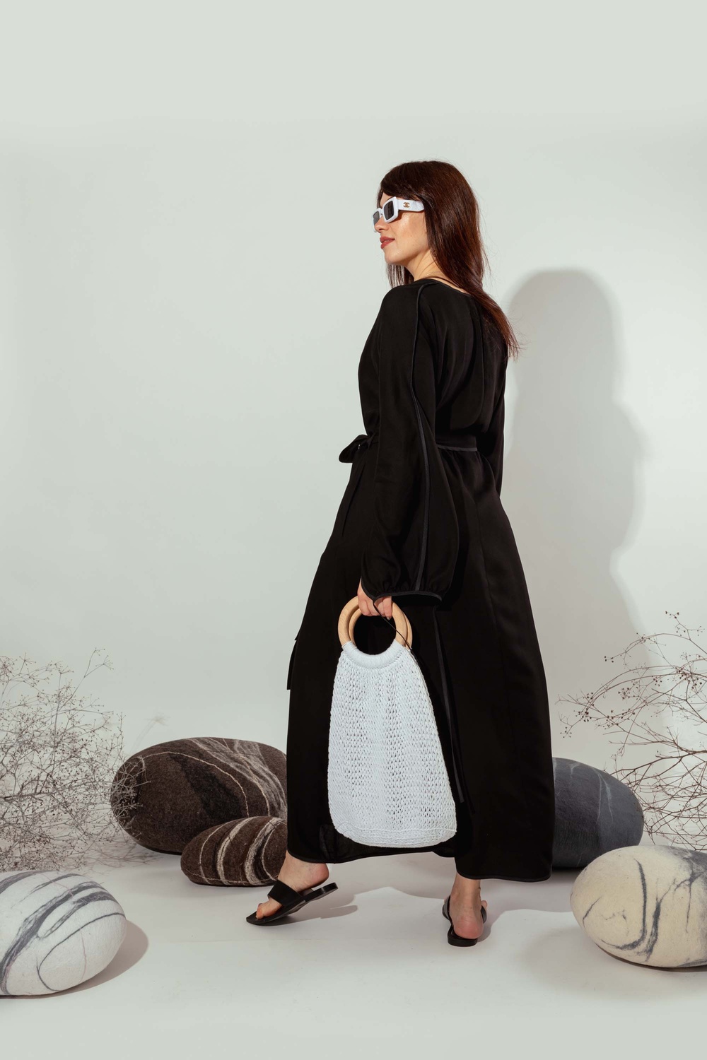 Сукня з кантом на запах з італійської віскози колір чорний 022б_black фото