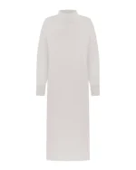 Knitted turtleneck dress made of merino wool blend - white