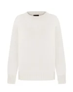Fine-knit merino wool crew neck sweater - white